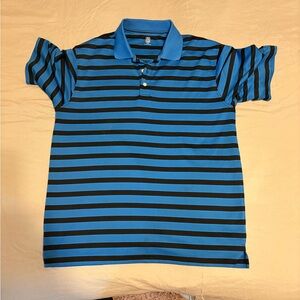 PGA Tour Blue and Black Striped Polo Shirt